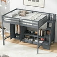 JFC Stairway Full Size Loft Bed Solid Wood Dorm Bed w/Wardrobe &Storage
