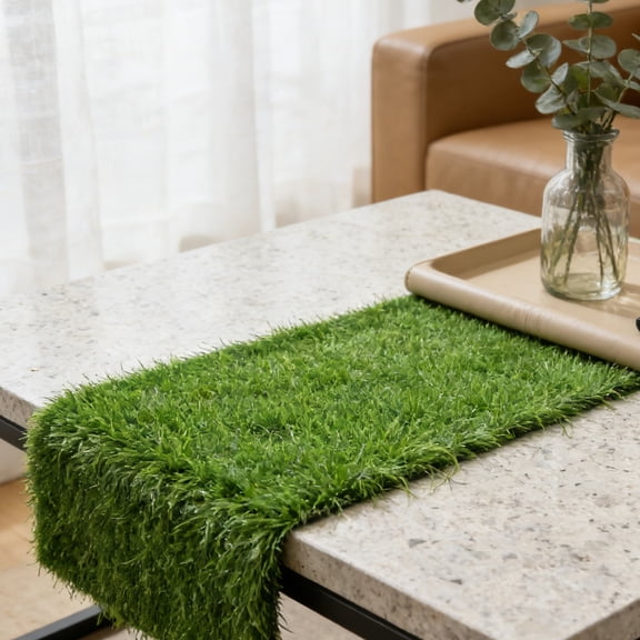 Artificial Lawn Table Runner - Faux Grass Tablecloth for Wedding, Garden Party, and Holiday Decor, Green Turf Table Cover, Outdoor Indoor Event Decoration Green M
