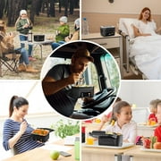 Cordless Electric Lunch Box for Adults, 5.5 Cups Self Heating Lunch Box Battery Powered, with Automatic Scheduled Heating, Removable Tray Divider, for Work Car Outdoor Use, Black