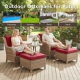 thumbnail image 3 of Unnifurnzi Outdoor Ottoman Set of 2-All Weather Wicker Outdoor Footstool with Removable Cushions Outdoor Olefin Fabric Patio Ottoman for Deck Porch Balcony Garden-Yellow/Red, 3 of 7