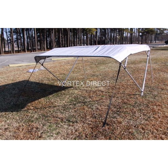 New Grey/Grey Vortex 4 Bow Bimini Top 10' Long, 79-84" Wide, 54" High, Complete Kit, Frame, Canopy, and Hardware (FAST SHIPPING - 1 TO 4 BUSINESS DAY DELIVERY)
