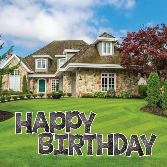 Black Sparkle 24" Tall KG Happy Birthday Yard Decoration Set - KG - 13 Pc Set