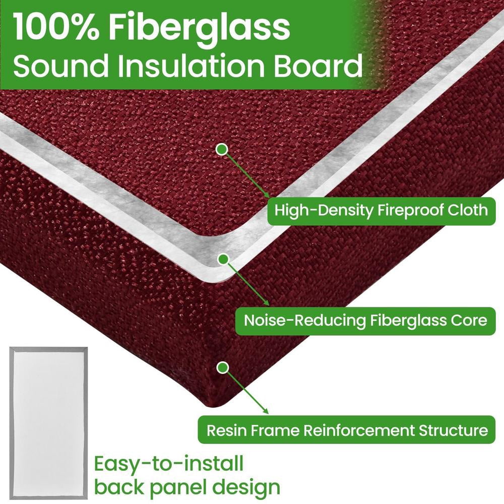 47" x 24"x 1" Fabric Acoustic Wall Panels, 2 Pack Self Adhesive Sound Absorbing Panel for Office, Home Theater, Recording Studio Acoustical Treatments, Fiberglass Acoustic Tiles