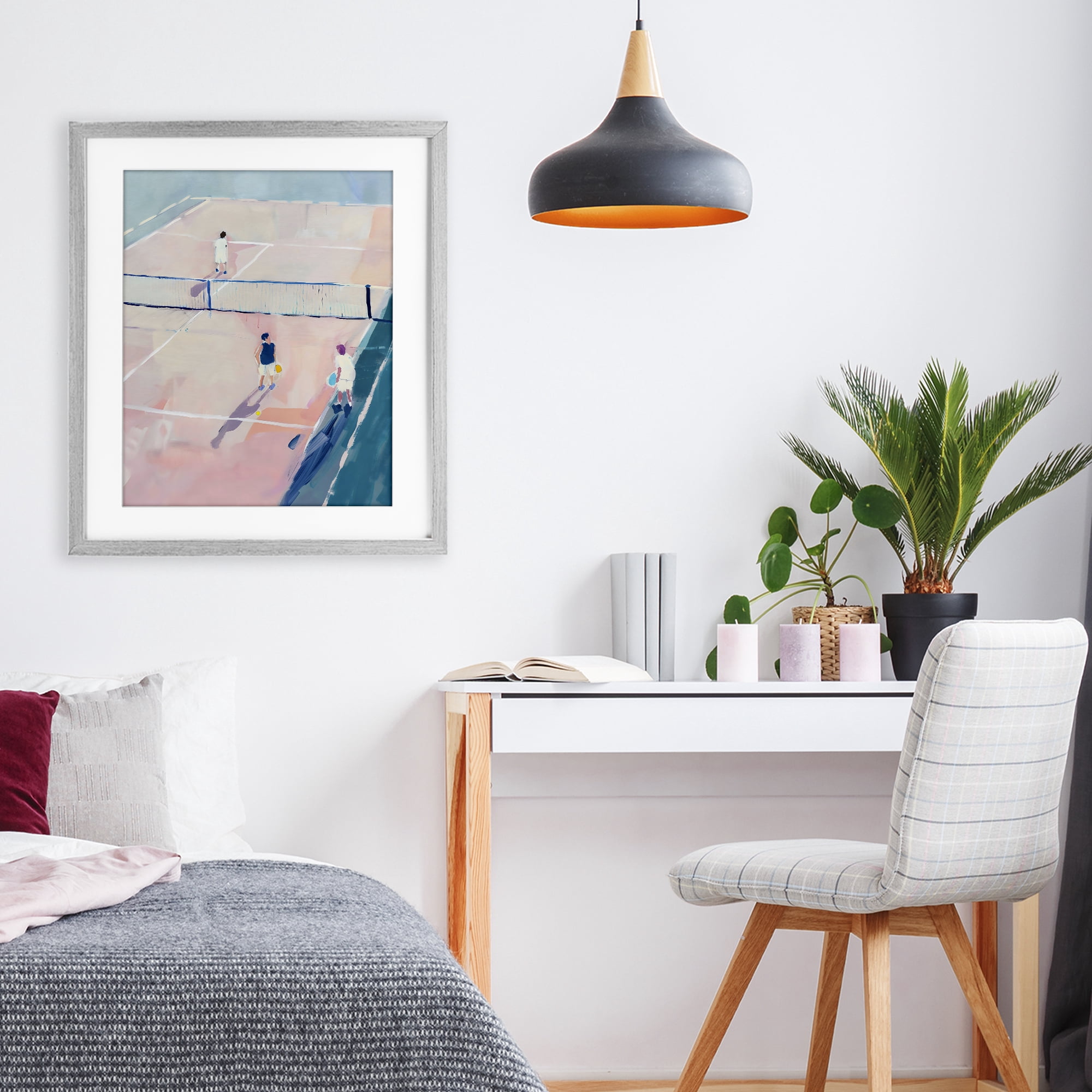 Stupell Industries Summer Game of Tennis Gray Framed Print Under Glass, design by The Prints Vibe
