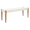 thumbnail image 3 of SAFAVIEH Amalia Contemporary Glam Leather Weave Bench, White/Oak, 3 of 6