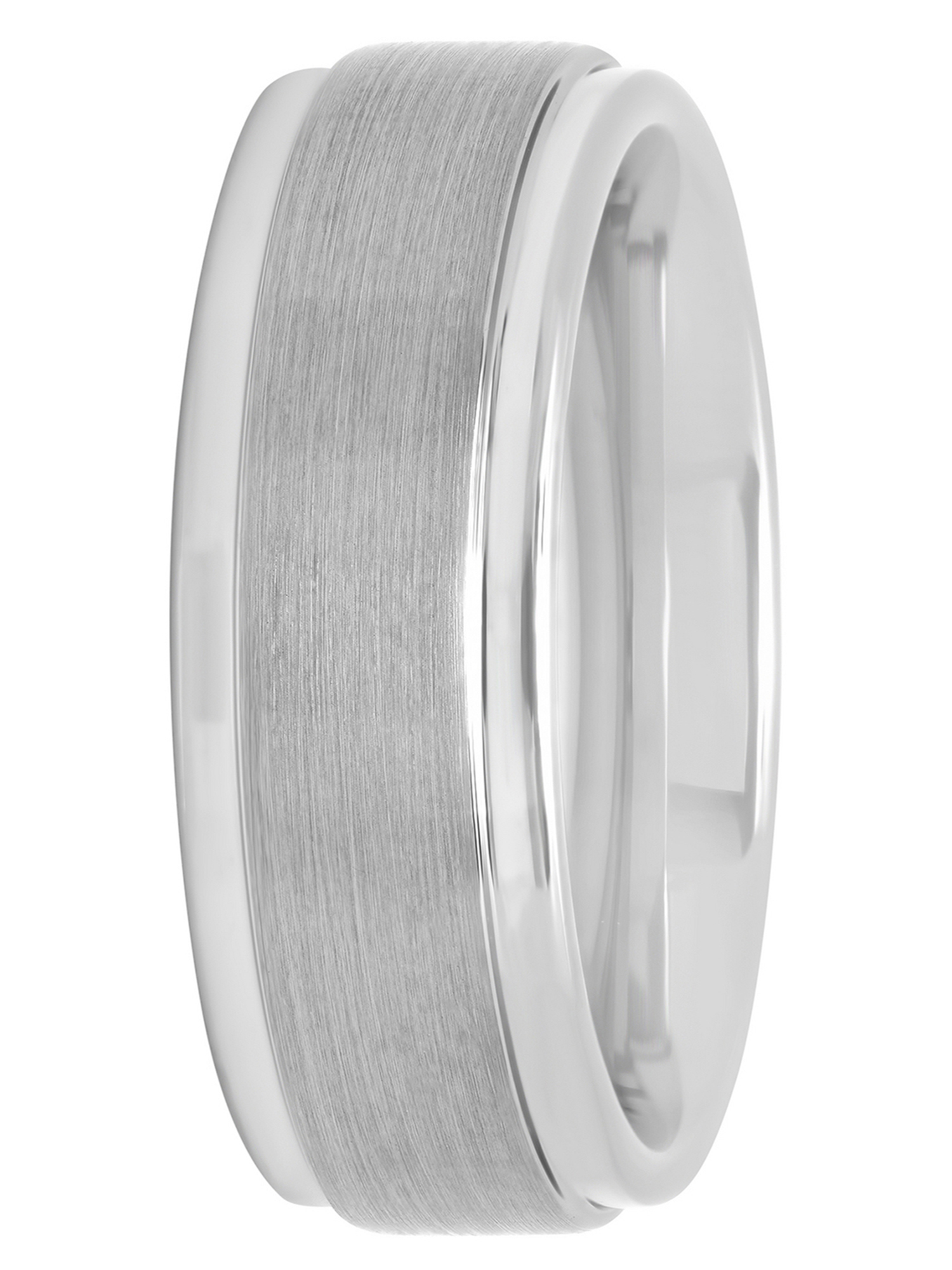 Men's White Tungsten 8MM Comfort Fit Step Edge Wedding Band