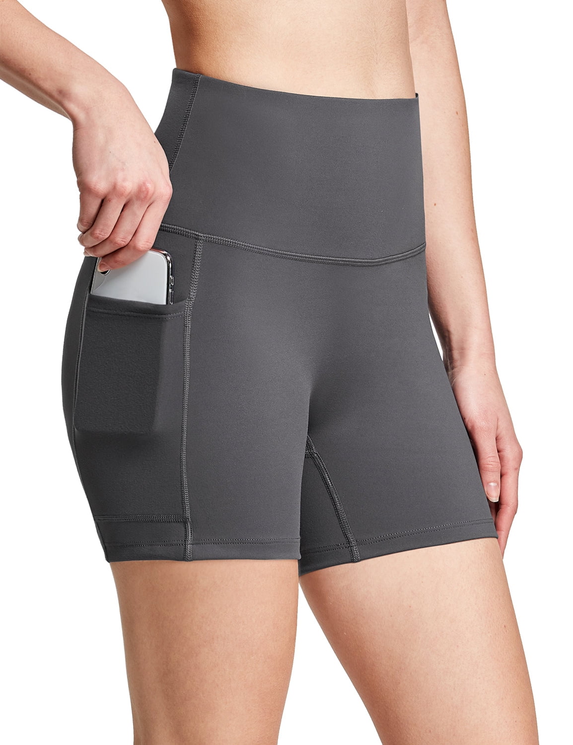 BALEAF Women's 5 Volleyball Biker Running Yoga Shorts Spandex Compression High Waisted Shorts Pocket 