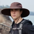 thumbnail image 4 of XIAOCHA Mens Mesh‑Panel Boonie Hat Wide‑Brim Sun Hat Outdoor Fishing Hat,Coffee, 4 of 4