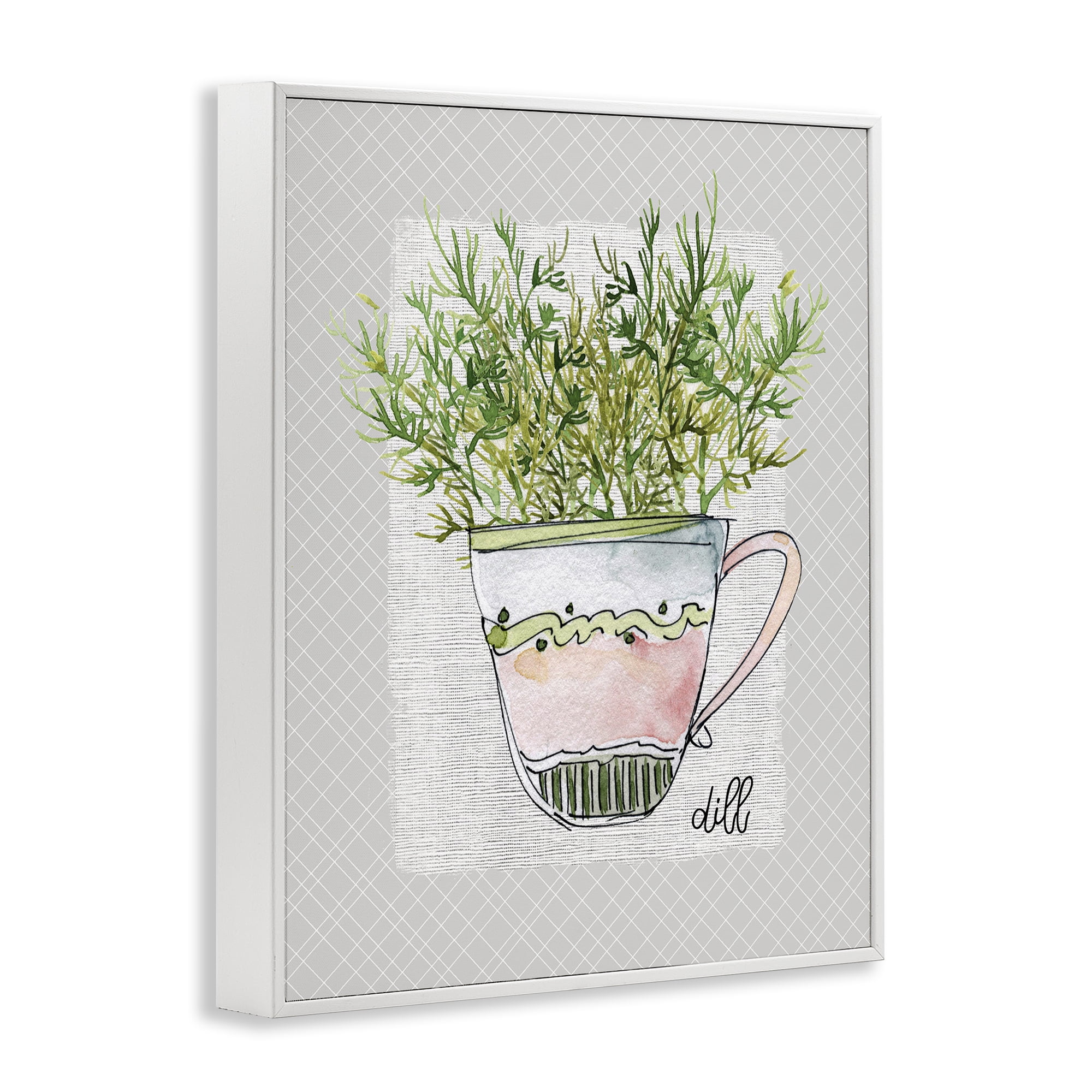 Stupell Industries Dill Herb Mug White Framed Giclee Art, design by Livi Finn
