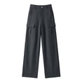 thumbnail image 6 of TEAJOPSUU Women's 2 Piece Linen Cotton Outfits Sets V Neck Button Vintage Vests Cargo Wide Leg Palazzo Pants with Pockets Matching Solid Sets Dark Gray, 6 of 9