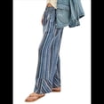 thumbnail image 3 of Pantalones de Rayas para Mujer, Cintura Alta, Pierna , Algodón y , Moda Playera, Cintura Elástica, Pantalones Casuales Sueltos. Azul M, 3 of 7