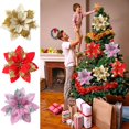thumbnail image 2 of 3 uds 12,5 cm flores de Navidad brillo Artificial Flor de oro rojo hogar flor falsa DIY adorno de árbol de Navidad guirnaldas decoración de Año Nuevo, 2 of 4