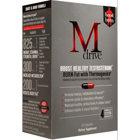 Mdrive Boost and Burn Testosterone Booster and Fat Burner with Thermogenics, 60