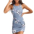 thumbnail image 2 of Viikei Women's Plus Size Maxi Dress,Women's Slim-Fit Short Sleeve Dress,Women Casual Bodycon Printde Ribbed Sleeveless Tank Round Neck Camisole Dress Sky Blue M, 2 of 5