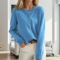 thumbnail image 2 of Women Cropped Cardigan Fashion Solid Long Sleeve Crew Neck Button Down Lightweight Open Front Knit Sweater, 2 of 4