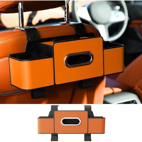 LONDRAF Car Organizers and Storage Box Behind Seat, Car Organizers and Storage Back Seat, With Multiple Pockets, Hanging Car Seat Storage Travel Essentials, Snacks, Bottles (Orange)