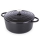 thumbnail image 1 of Olla holandesa de hierro fundido con tapa – Cacerola esmaltada antiadherente apta para horno – Batería de cocina resistente para horno holandés – Negra, 7.3 cuartos, 30 cm – de Nuovva, 1 of 5