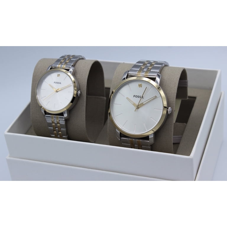 HP! Fossil Watch & Bracelet Set Amazon.com: His and Her Lux Luther Three-Hand Two-Tone  main image 3