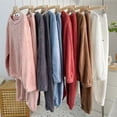 thumbnail image 2 of Traje cálido con terciopelo añadido, color miel, melocotón, otoño e invierno, terciopelo coral, rayas verticales, ropa para el hogar, traje cálido, 2 of 6