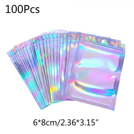 

100pcs Translucent Zip Lock Bag Holographic Storage Bags Christmas Gift Packaging Socks Sexy Lingerie Gloves Cosmetics
