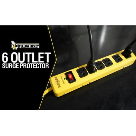 UPC: 0078693051388 | Yellow Jacket 5138N 1440 Joules 15 ft. Cord 6-Outlet Metal Surge Protector Strip