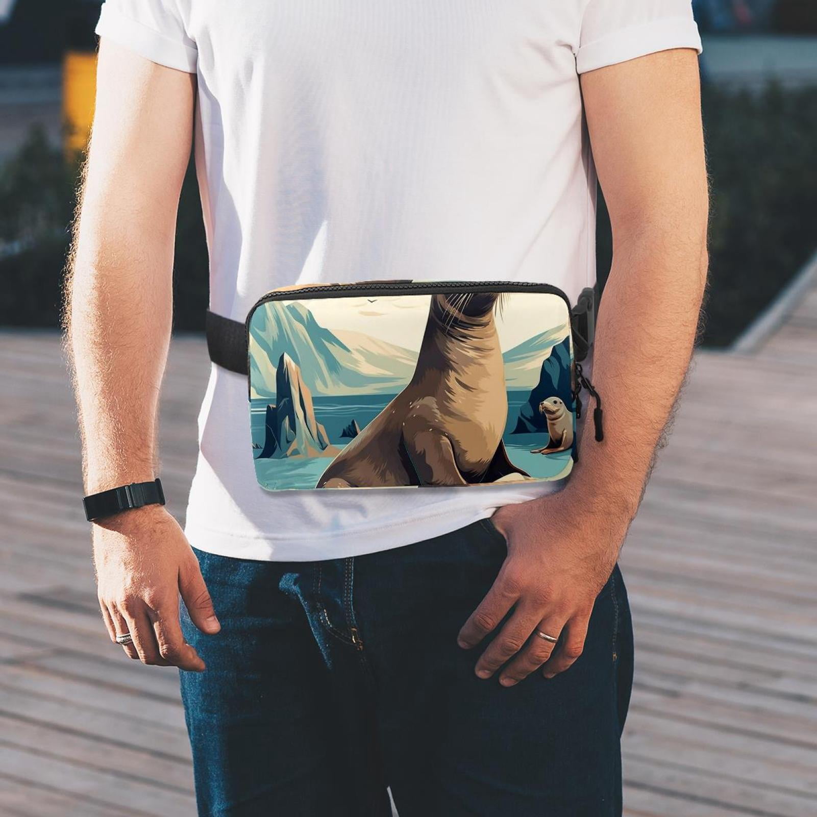 Christmas elk Lightweight Adjustable Crossbody Bag with Extension Strap - Unisex Fanny Pack