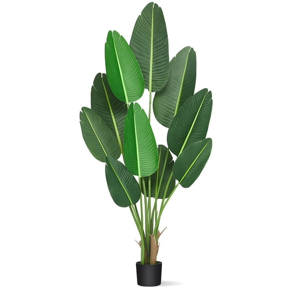 Artificial Bird of Paradise Plant Tree 5 feet, Faux Bird of Paradise Plant with Pot for Home Decor Indoor Outdoor Living Room Office Decor, Fake Banana Leaf Plant Tree 60 inch