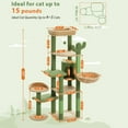 thumbnail image 3 of Pefilos 59" Tall Cactus Cat Tree Tower for Large Cats, Multi-Level Cat Condo with Large Hammock, Scratching Post and 2 Perches, Green, 3 of 9