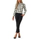 thumbnail image 2 of INSPIRAR CHIC Blusas de Trabajo para Mujeres con Cuadros y Lazo en el Cuello de Manga Larga XL Beige Negro, 2 of 6