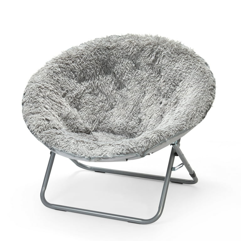 Urban Shop Mongolian Faux Fur Oversized Moon Chair, Aqua