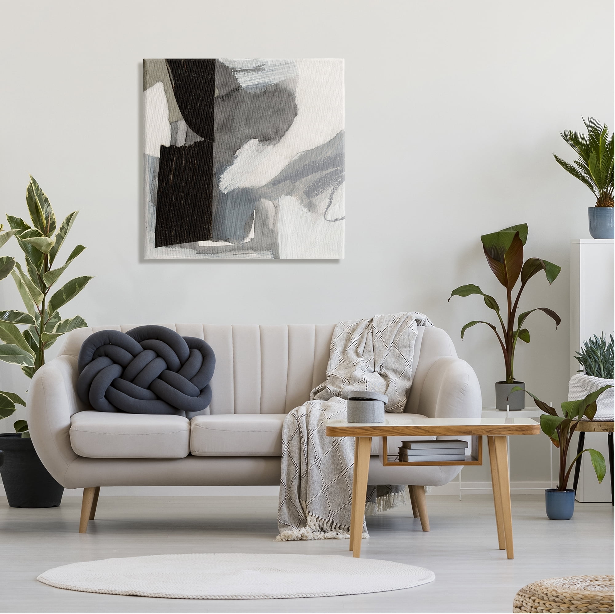 Stupell Industries Bold Black Shapes Layered Abstract Fluid Forms Painting Gallery Wrapped Canvas Print Wall Art, Design by Victoria Barnes