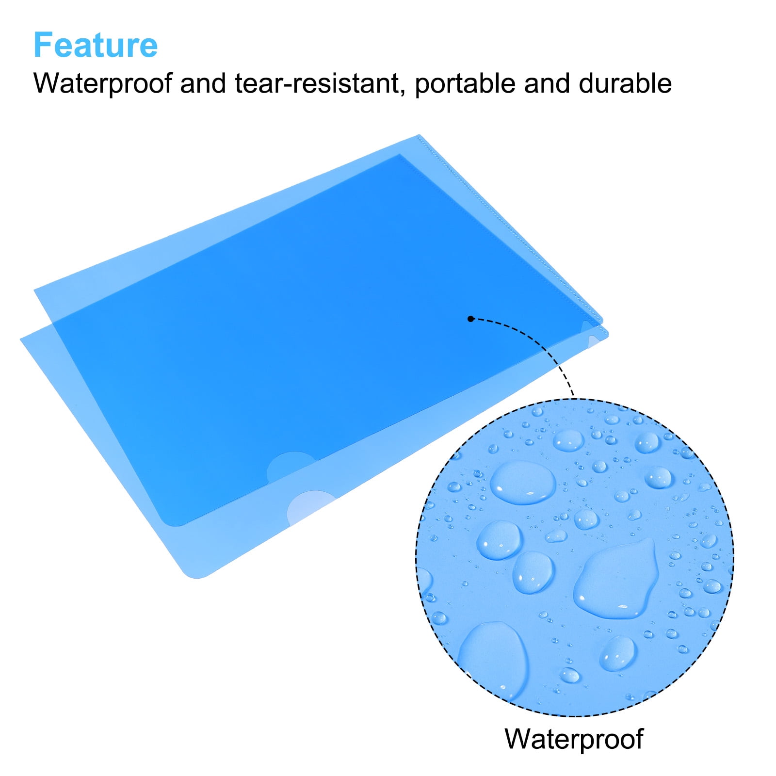 Unique Bargains L Type Folders File Project Pocket Paper Document Jacket Sleeve for Office Blue