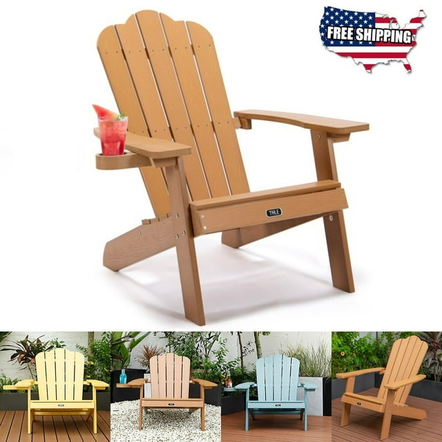 [Quick Delivery] Adirondack Chair, Outdoor Weather Resistant 380 lbs Capacity Load Plastic Patio Chairs for Pool Patio Deck Garden, Backyard Polystyrene Adirondack Chair,Brown