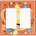 thumbnail image 2 of Metal Light Switch Wall Plate Outlet Cover (Coffee Bean Cat Lover Flower Orange - Double Rocker), 2 of 2