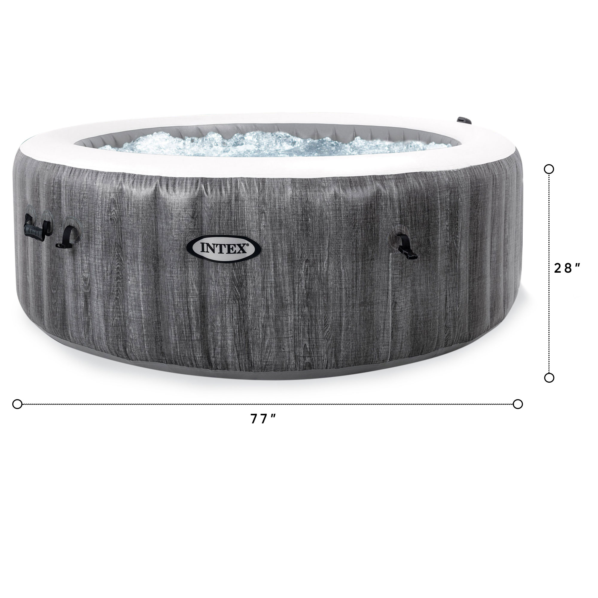 Intex PureSpa Plus Greywood Inflatable Hot Tub Bubble Jet Spa, 77 x 28