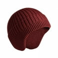 thumbnail image 2 of QLEICOM Beanie for Men,Unisex Solid Color Skull Cap with Integrated Ear Flaps for Warmth During Winter Sports and Outdoor Activities Stretch Knit Beanie Offers Secure Fits Wine, 2 of 7