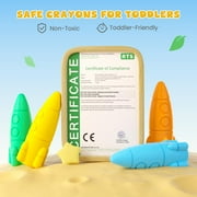 Jupitearth 24 Ct Non-Toxic Washable Rocket Crayons for Toddlers, Easy-to-Hold Gifts & Mess-Free Art Supplies for Little Hands,Back to School Supplies
