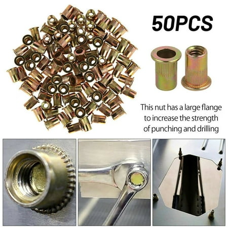 

GLFILL 50 X M6 Nutserts Rivet Nuts Flange Blind Rivnuts Zinc Plated Steel Nut Nutsert