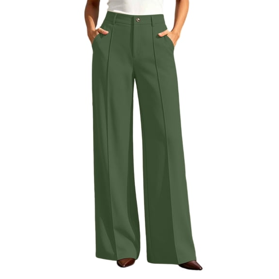 Iyufng Women's High Waisted Straight Leg Trousers Business Casual Work Pants with Pockets