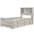 thumbnail image 4 of Twin Size Bed with Three Drawers and Trundle,Farmhouse Style Platform Bed with Bookcase Captain Frame for Boys Girls Kids Adults Toddler,No Need Box Spring,Rustic White, 4 of 7