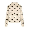 thumbnail image 5 of WRKEKC Womens Casual Daily Bow Print Long Sleeve Zip Neck Fashion Leisure No Hood Sweatshirt Top for Women Sweet Outfits with Playful Pattern, 5 of 5