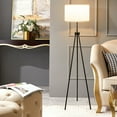 thumbnail image 3 of Gymax Modern Metal Tripod Floor Lamp White Fabric Shade w/ Chain Switch Home & Office, 3 of 9