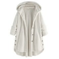 thumbnail image 4 of Women Fleece Irregular Long Sleeve Button Pocket Hooded Coat, 4 of 6