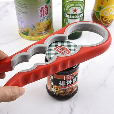 Jar Bottle Opener Set, 4-in-1 Rubber Can and Lid Open Gripper, Silicone Pad,Easy Multi Kitchen Tools for Seniors Weak Arthritis Hands (red)