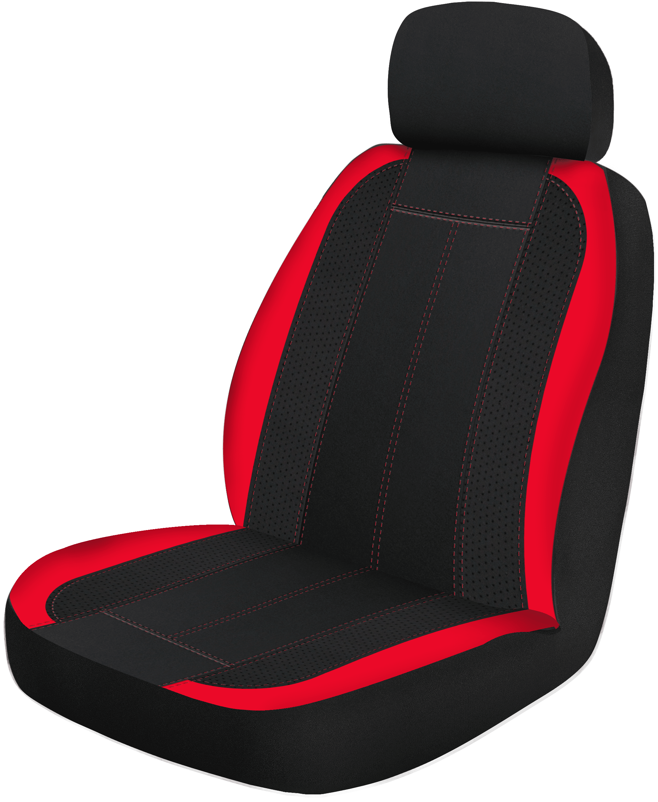 Black/Red PU Leather Car Seat 2-Tone Covers Sport Auto Car 5 Headrests Bench 