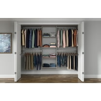 Easy Track Wood Laminate Closet Storage Organizer with Shelves, Grey