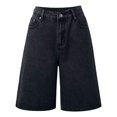 thumbnail image 4 of Women's Wide Leg Denim Bermuda Shorts – Comfortable Straight Fit Jeans in Sizes S-XXXL, Versatile Summer Casual Bottoms for Vacation Daily Wear, 4 of 5