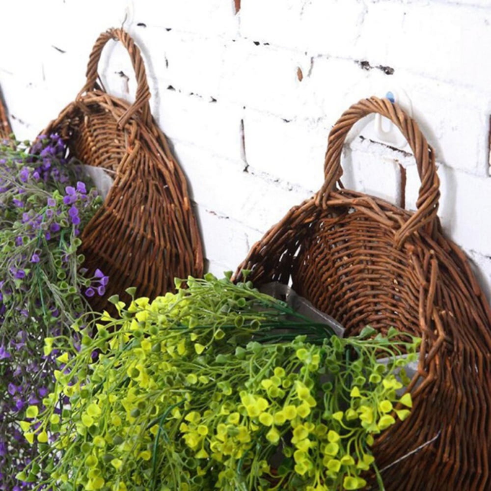 Hanging Planter Basket Handmade Hanging Indoor Outdoor Home Garden Rattan Flower Pot Wicker Rattan Flower Basket