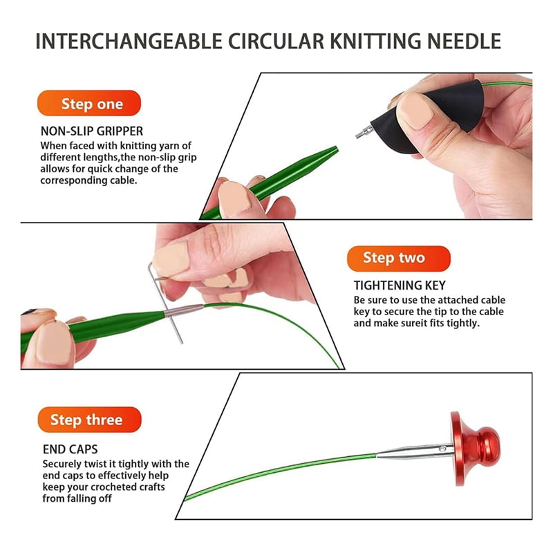 Knitting Needles Set Interchangeable Aluminum Circular Knitting Needles Set 13 Pairs of 4 Inch Aluminum Needles