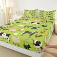 thumbnail image 3 of Homewish Cute Farm Animal Twin Sheet Sets for Kids, Sheep Pig Cow Horse Twin Fitted Sheet, Green Cartoon Theme Flat Sheet, Super Cozy Room Decor, 3 Pieces, 3 of 7